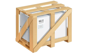 Wooden crate packaging for safe international delivery of MPrint printers
