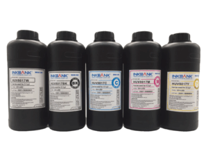 UV LED inks for MPrint UV printers in CMYK white and varnish colors